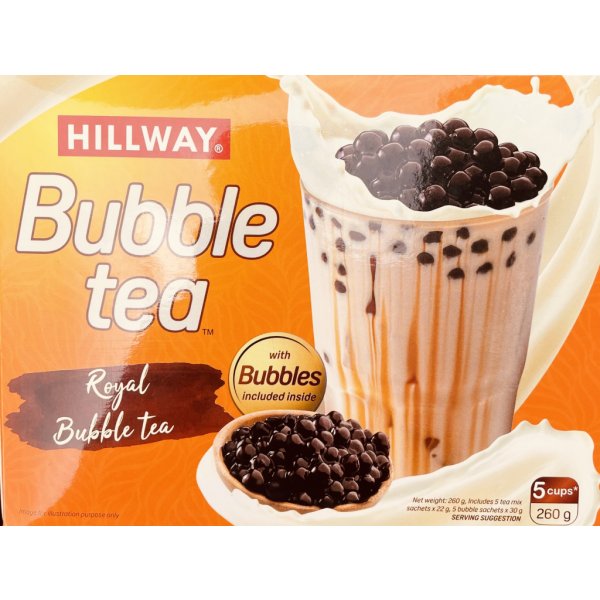 HILLWAY Bubble tea minutkový mléčný čaj s černými perlami 260 g 5 porcí