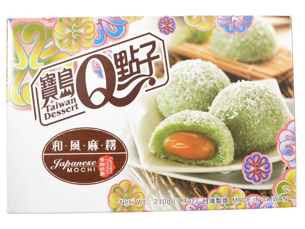Q Brand Mochi Rýžové Koláčky Kokosový Pandan 210g
